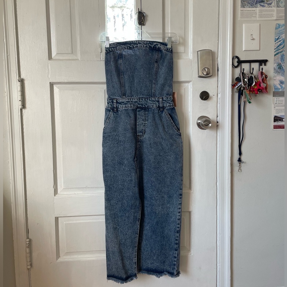 Blue Denim Strapless Dress